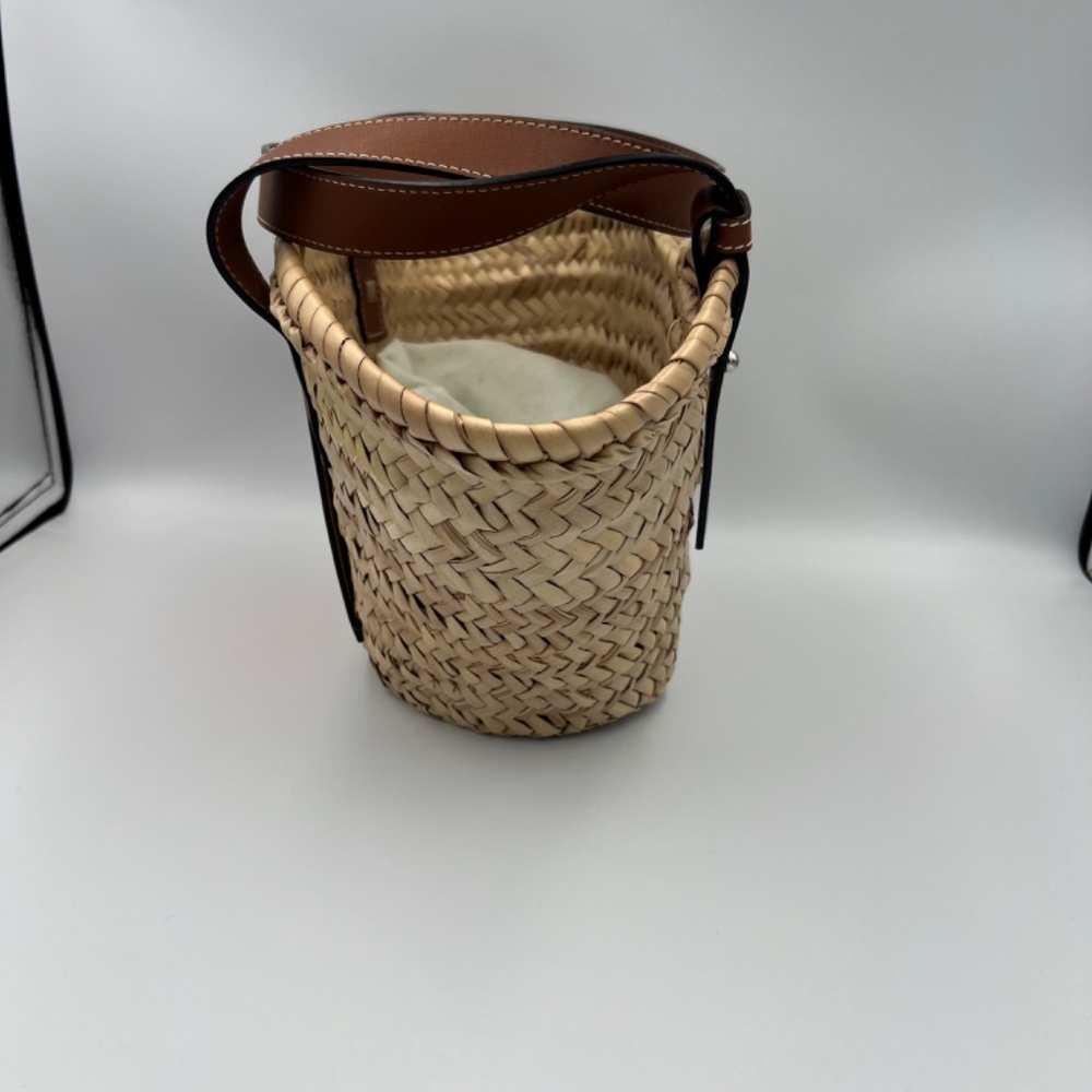 LOEWE Raffia Small Basket Tote Bag Natural Orange - Picture 2 of 7